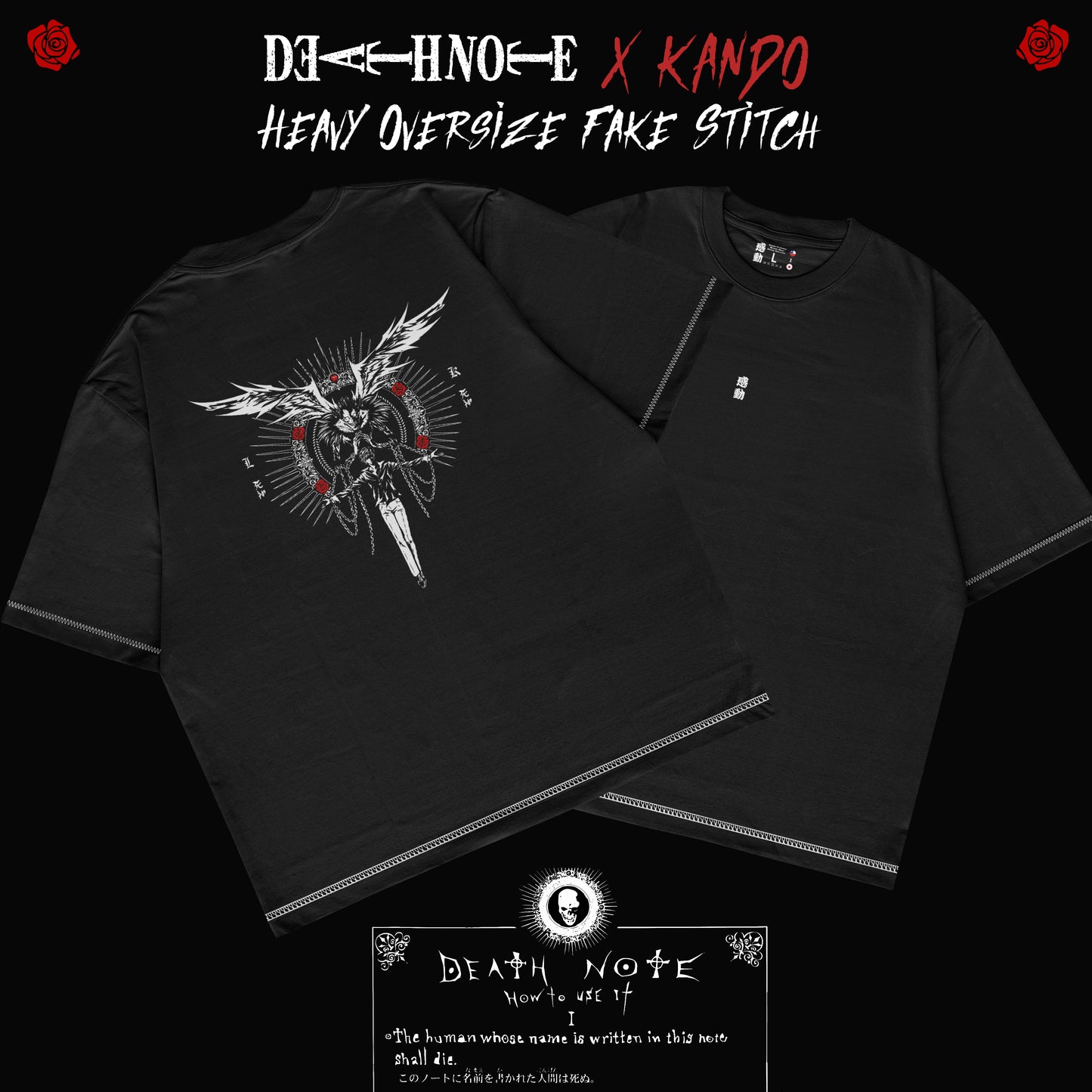 Kando Polera Heavy Oversize Fake Stitch - Death Note