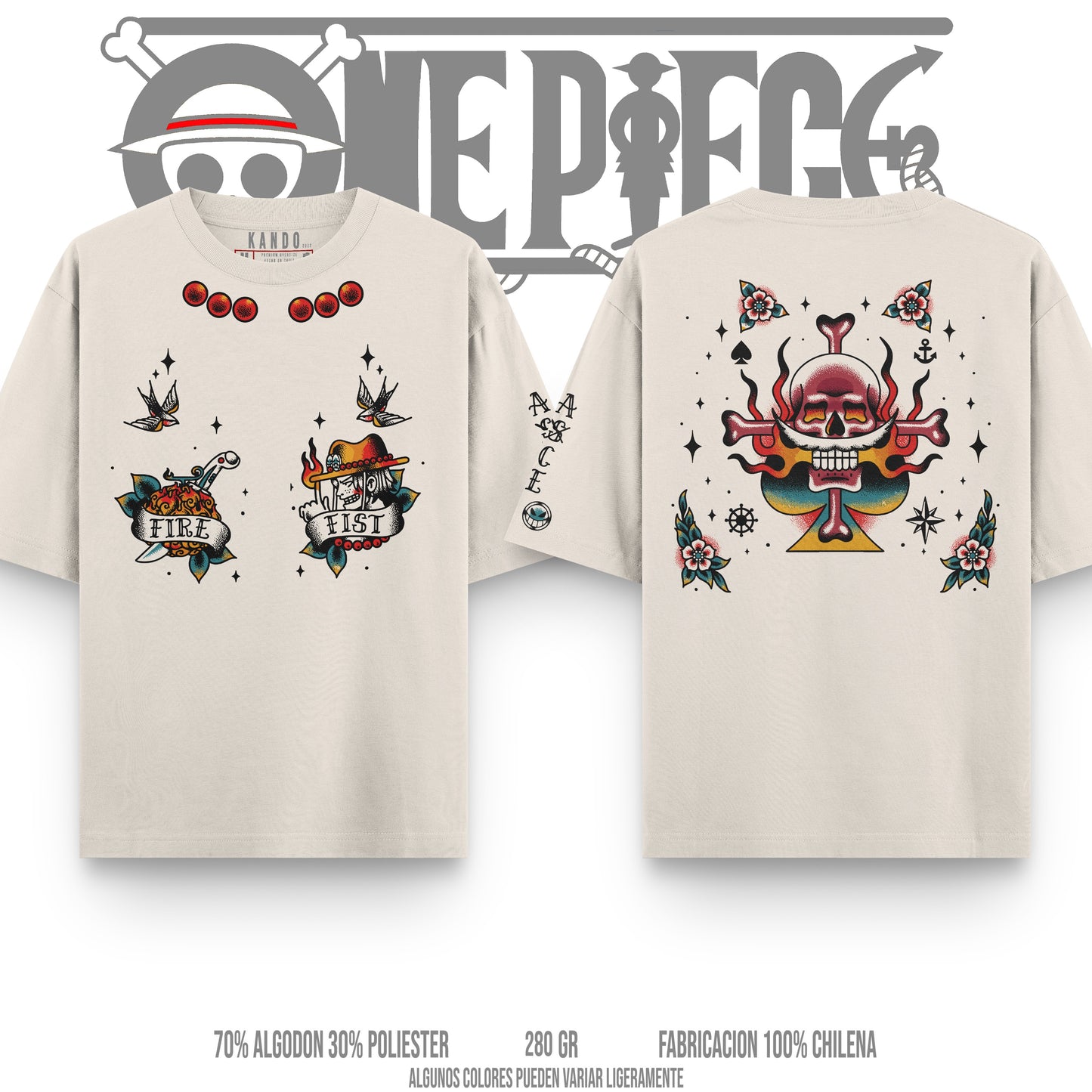 Kando Gaming Polera Heavy Oversize - One Piece - Portgas D. Ace
