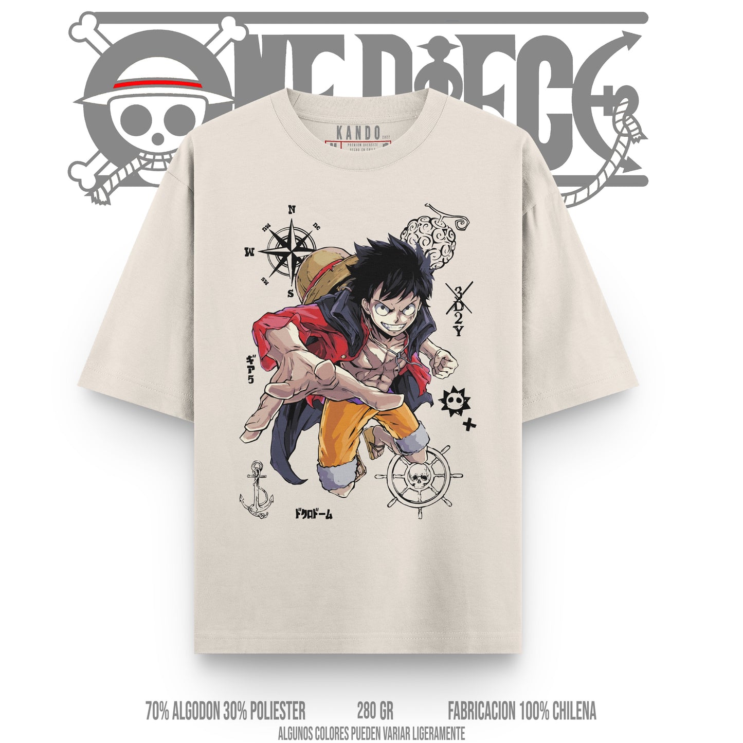 Kando Gaming Polera Heavy Oversize - One Piece - Monkey.D.Luffy