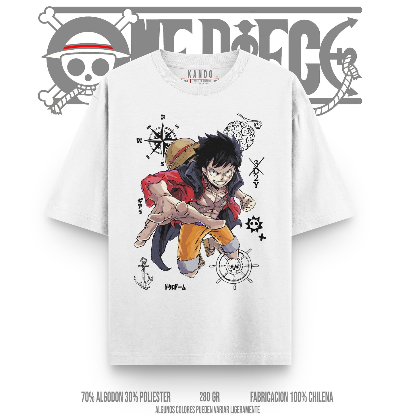 Kando Gaming Polera Heavy Oversize - One Piece - Monkey.D.Luffy