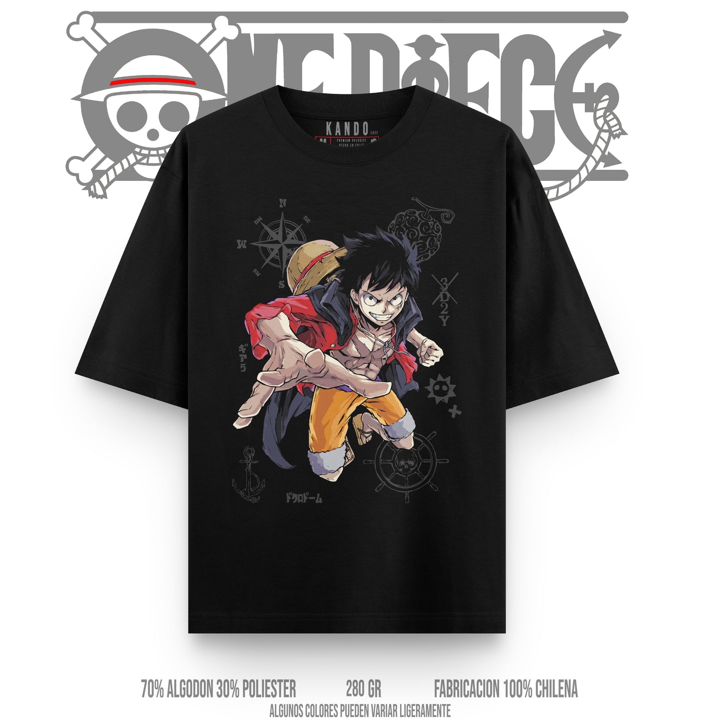 Kando Gaming Polera Heavy Oversize - One Piece - Monkey.D.Luffy
