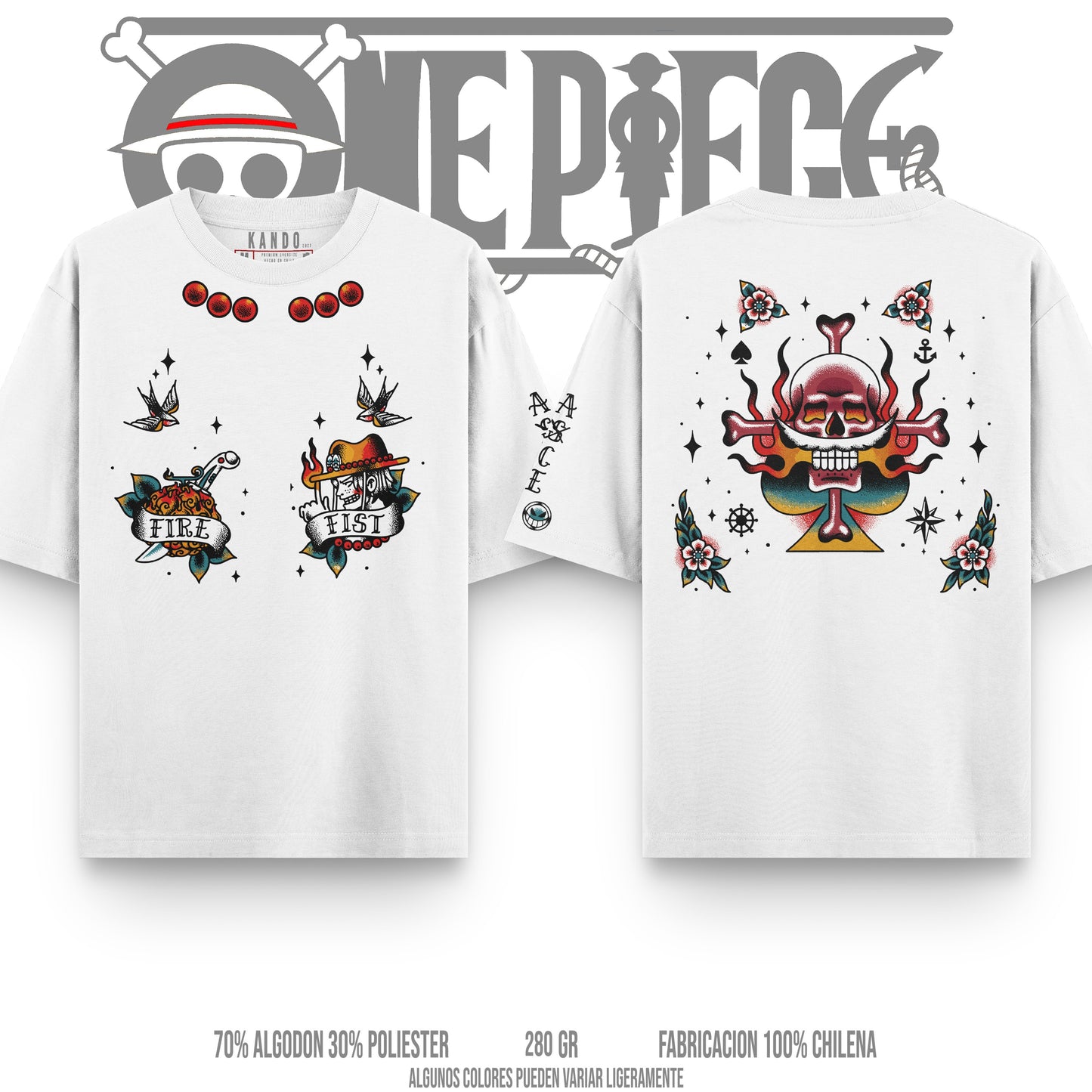 Kando Gaming Polera Heavy Oversize - One Piece - Portgas D. Ace